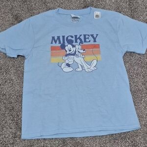 Disney Mickey Mouse Pluto Child Retro Lines Blue T-Shirt Boy Girl Unisex Small